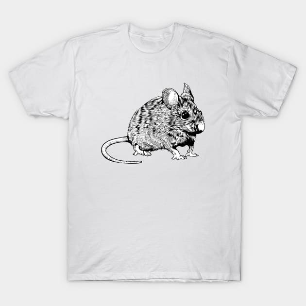 Black and white drawing - mouse T-Shirt by Modern Medieval Design